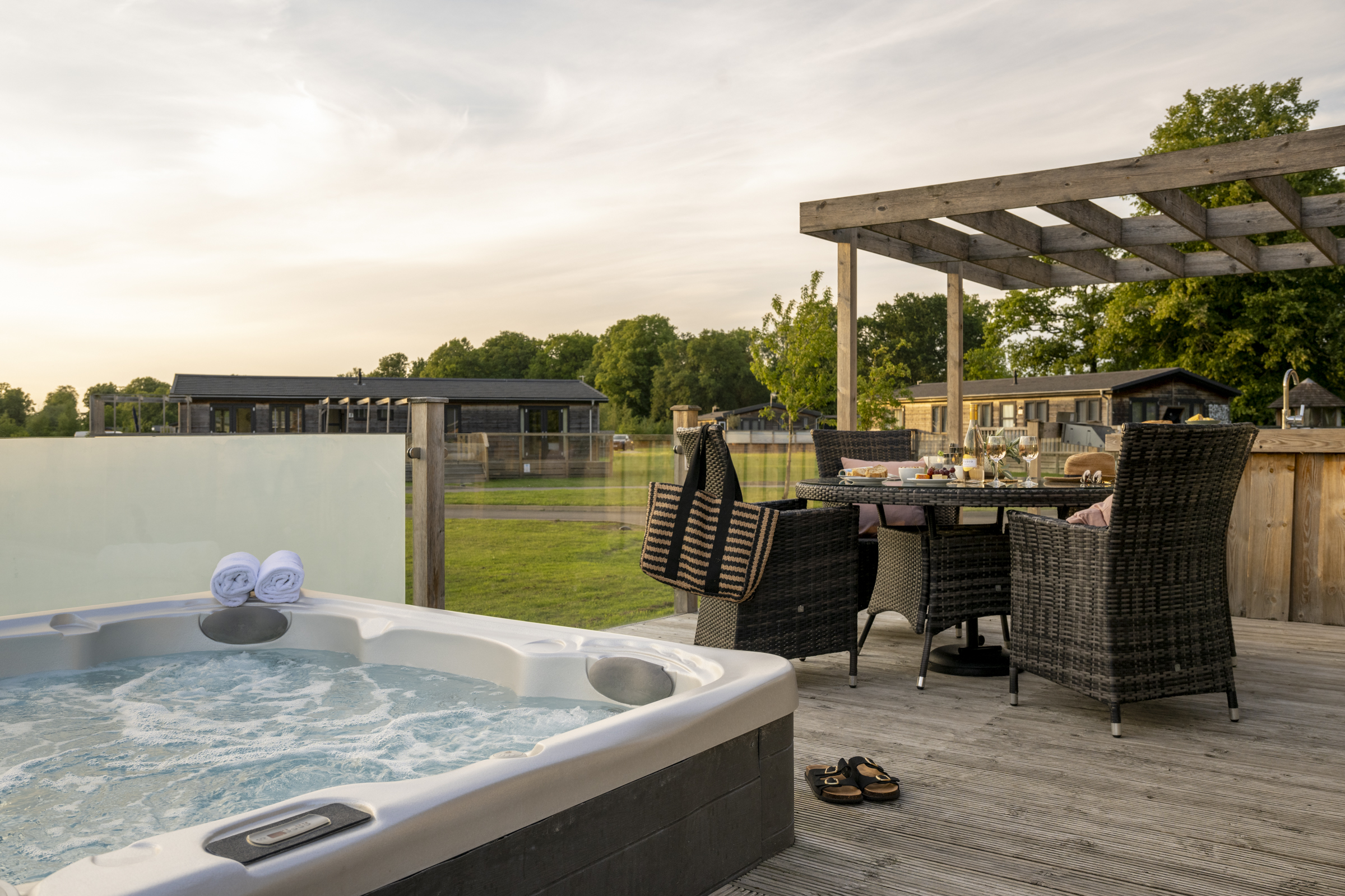 Hot tub outside on the decking
